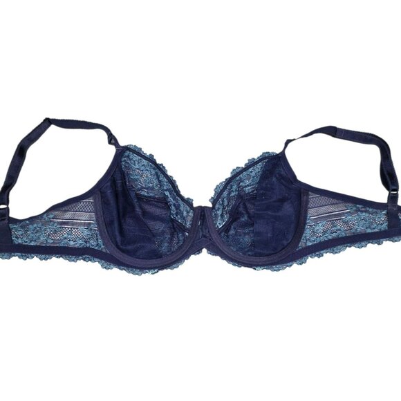 2 Wacoal Sexy Lace Underwire Bra 36D Sheer Pink Silver Blue Floral Lingerie 36 D - Picture 15 of 16